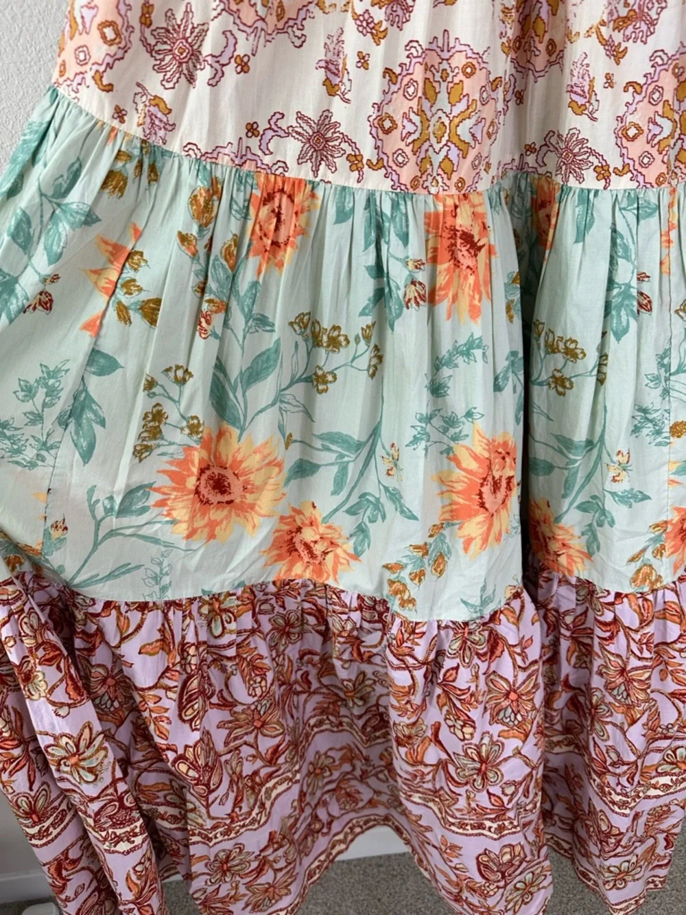 Free People Bluebell Cotton Tiered Maxi Dress SZ XS - Picture 3 of 6